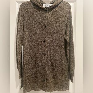 Vintage Anoral Black and Gold Knit Cardigan with Hood